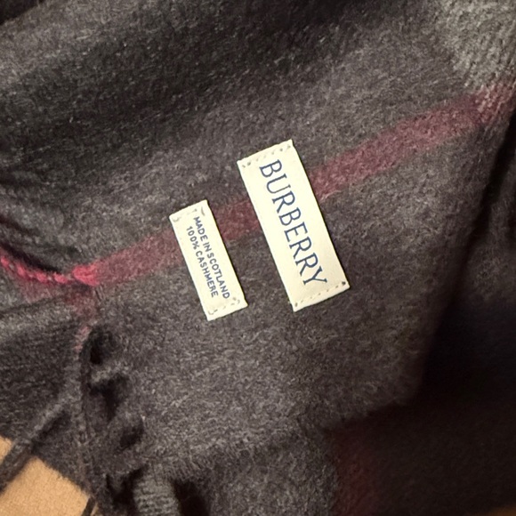 Burberry Charcoal and Red Check Scarf - Picture 4 of 6